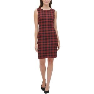 TOMMY HILFIGER RED & BLACK PLAID SHIFT DRESS. WOMEN’S SIZE 10